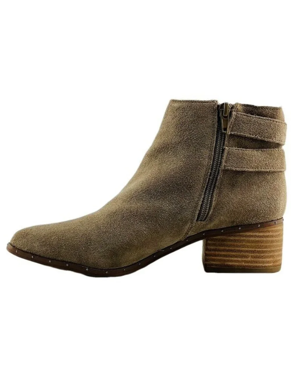 Bleecker & Bond Womens Suede Ankle Boots With Buckles & Side Zipper - Size 7.5 -
